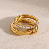 Stainless Steel Micro Pave Clear Cubic Zirconia Stacking Finger Rings FS-WGF4BA8-01-4