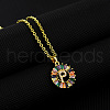 Brass Pave Colorful Cubic Zirconia Initial Ring Pendant Necklaces FS-WGF1437-16-1