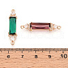 Brass Micro Pave Clear Cubic Zirconia and Glass Connector Charms KK-T076-02KCG-3