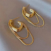 Alloy C-Shaped Tassel Stud Earrings FS-WG7C2F9-01-1