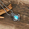 Bohemian Hollow Teardrop Alloy Pave Glass Imitation Moonstone Pendant Necklaces for Women FS-WG4BB29-01-3