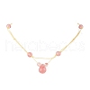 Cherry Quartz Glass Faceted Teardrop Pendant Nylon Cord Braided Adjustable Necklaces for Women NJEW-JN05320-2