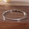 925 Sterling Silver Wheat Chain Bracelets for Women BJEW-A037-09P-1