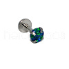 304 Stainless Steel Green Synthetic Opal Internally Threaded Labrets For Women Men WGF4990-81-1