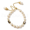 Natural Pearl & Shell Beaded Slider Bracelets BJEW-C051-57G-1