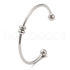 Non-Tarnish Screw End Ball 304 Stainless Steel Open Cuff Bangles BJEW-G677-01P-3