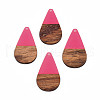 Transparent Resin & Walnut Wood Pendants RESI-N025-030-C06-2