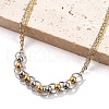 304 Stainless Steel Round Beads Link Bracelets BJEW-Q038-07GP-2
