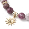 8mm Round Natural Plum Blossom Tourmaline Beaded Stretch Bracelets BJEW-JB10469-03-3