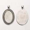 Tibetan Style Alloy Oval Pendant Cabochon Settings PALLOY-J494-25AS-1