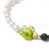 4Pcs 4 Colors Natural Lava Rock & Synthetic Turquoise Beaded Stretch Bracelets BJEW-JB11880-4