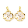 Brass Pave Shell Pendants KK-G490-38G-1