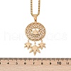 304 Stainless Steel Woven Web/Net with Leaf Pendant Necklaces NJEW-K283-07G-3