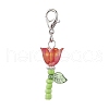 Lily Glass & Acrylic Pendant Decorations HJEW-JM01988-2
