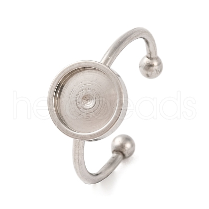Non-Tarnish 304 Stainless Steel Open Cuff Ring Components X-STAS-S134-01P-03-1
