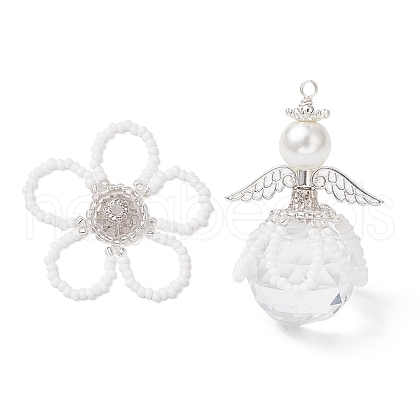 2Pcs 2 Styles Glass Seed Bead Pendants PALLOY-MZ00710-01-1