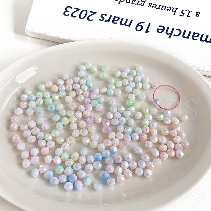 UV Plating Iridescent Acrylic Beads OACR-H038-29-1
