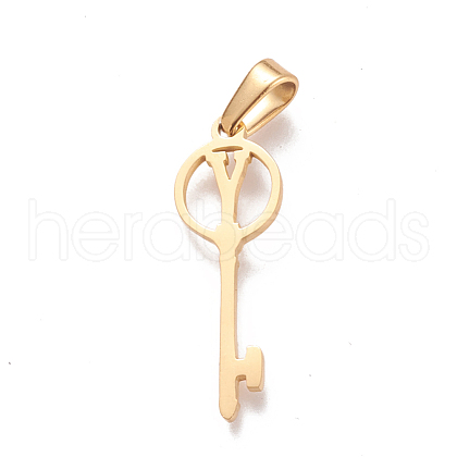 304 Stainless Steel Initial Pendants STAS-D019-09Y-G-1