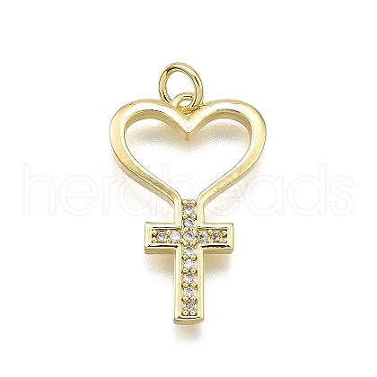 Brass Micro Pave Cubic Zirconia Pendants KK-Z100-35G-04-1