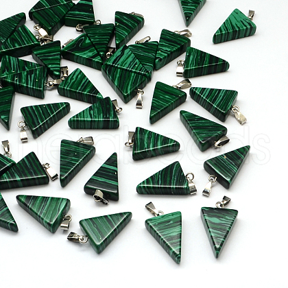 Triangle Dyed Malachite Pendants G-Q356-10-1