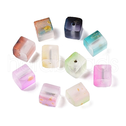 Frosted Glass Beads with Golden Glitter Powder X1-DGLA-NH001-8mm-01M-1
