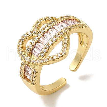 Rack Plating Brass Micro Pave Cubic Zirconia Cuff Ring RJEW-P104-08G-1