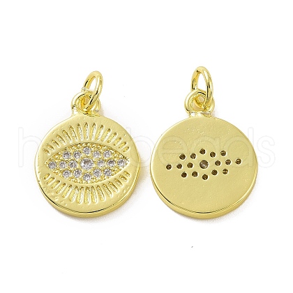 Brass Micro Pave Clear Cubic Zirconia Pendants KK-E068-VF068-1