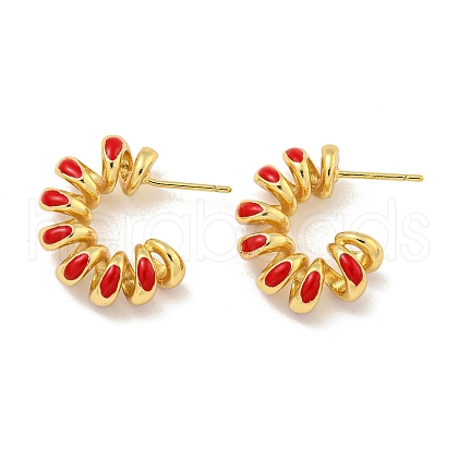 Rack Plating Brass Stud Earrings EJEW-C102-41G-01-1