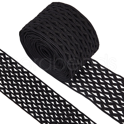 Gorgecraft 5M Flat Black Color Polyester Wave Elastic Cord OCOR-GF0003-85A-1
