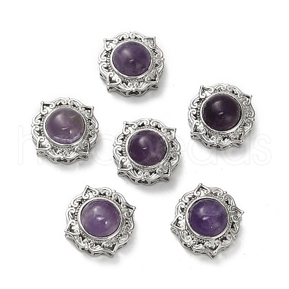 Brass Pave Natural Amethyst Multi-Strand Links KK-D366-01P-L-1