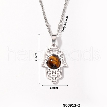Non-Tarnish Stylish Stainless Steel Hamsa Hand Pendant Necklace Fashion Jewelry for Women ZT9341-2-1