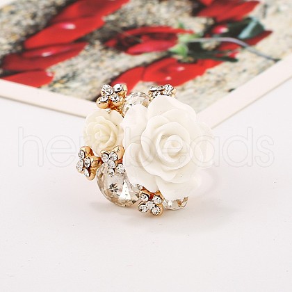 Resin Rose Finger Rings HP1514-8-1