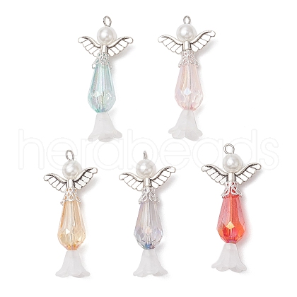 Acrylic with ABS Plastic Imitation Pearl Pendants PALLOY-JF03926-02-1