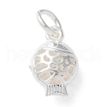 925 Sterling Silver Hollow Fish Charms with Jump Rings STER-E071-01S-03-1