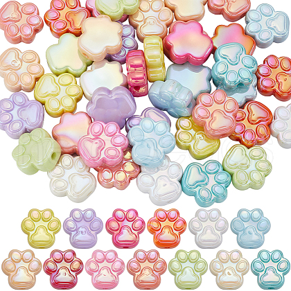 SOFPLATE 50Pcs UV Plating Acrylic Beads OACR-SP0001-03-1