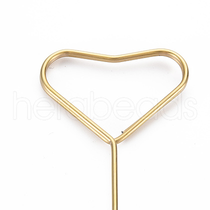 Heart Shaped Steel Wire Name Card Clip Holder AJEW-S081-001B-G-1