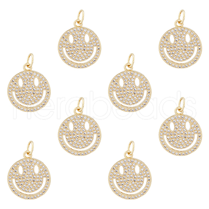 DICOSMETIC 8Pcs Brass Micro Pave Clear Cubic Zirconia Pendants ZIRC-DC0001-30-1