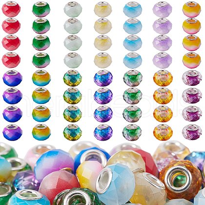 56Pcs 14 Colors Baking Painted Glass European Beads DGLA-SZ0001-01-1