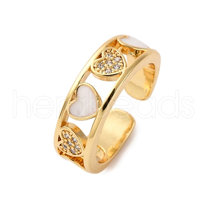 Heart Real 18K Gold Plated Cuff Rings for Girl Women Gift ZIRC-C021-11G-1-1