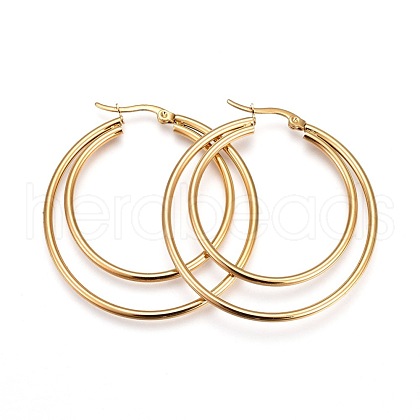 304 Stainless Steel Hoop Earrings EJEW-F188-21G-1