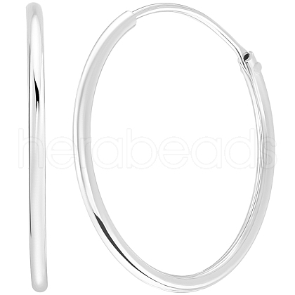 Beebeecraft 1 Pair Rhodium Plated 925 Sterling Silver Big Hoop Earrings STER-BBC0007-25-1
