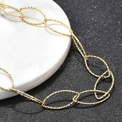 Ion Plating(IP) 304 Stainless Steel Horse Eye Link Chain Necklace for Men Women STAS-B039-02G-1