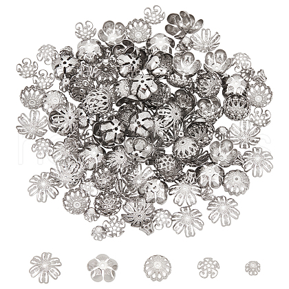 Unicraftale 150Pcs 5 Styles 304 Stainless Steel Bead Caps STAS-UN0060-37-1