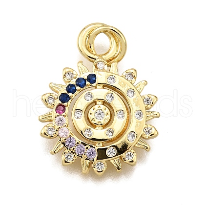 Rack Plating Brass Micro Pave Cubic Zirconia Pendants KK-K401-51G-01-1