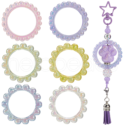 SUNNYCLUE 36Pcs 6 Colors UV Plating Acrylic Linking Rings MACR-SC0001-46-1