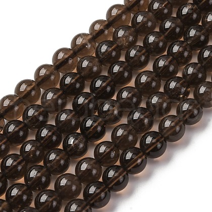 Natural Smoky Quartz Round Beads Strands G-E329-8mm-38B-1