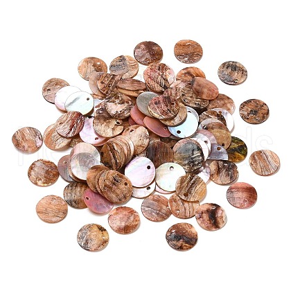 Spray Painted Natural Akoya Shell Charms SHEL-F007-15A-01-1