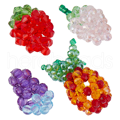 SUPERFINDINGS 4Pcs 4 Styles Glass Woven Beads GLAA-FH0001-83-1