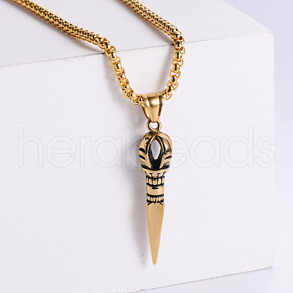 Retro Punk Hip-hop Stainless Steel Dagger Shaped Pendant Necklaces for Men TQ1565-2-1