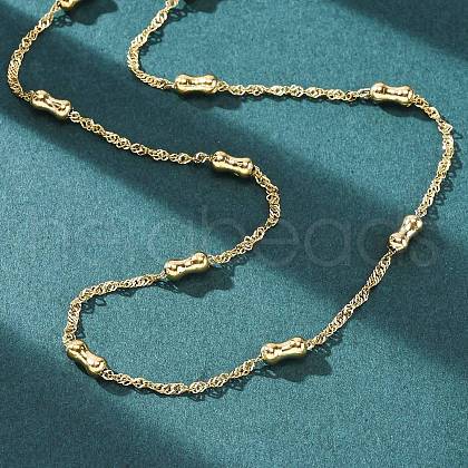 304 Stainless Steel Bone Rope Chain Necklaces NJEW-C073-05G-1
